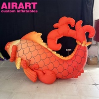 Mascotte gonflable sur mesure Poisson Koi Rouge Porte-Bonheur, Carpe Gonflable Géante de Style Chinois, Poisson de la Fortune Gonflable pour Festival