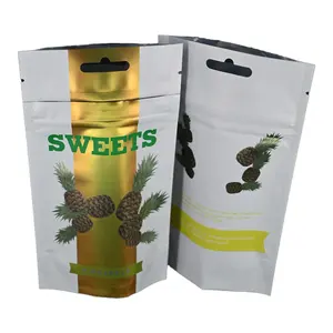 Custom stampato piccola bustina oro Mylar sacchetti biodegradabili Stand up sacchetti per bustina di tè per l'industria alimentare con rotocalco stampa