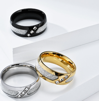 316 acier inoxydable hommes bague bijoux 18K plaqué or carré Zircon CNC réglage haute qualité bague de mode pour les fiançailles de mariage
