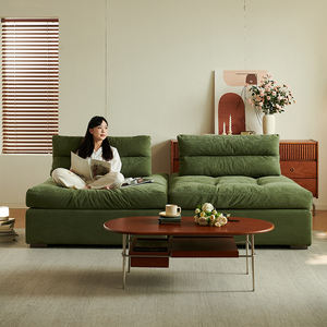 Divano Modulare Moderno a Tre Posti <span class=keywords><strong>Piemonte</strong></span> Stile Tofu Block per <span class=keywords><strong>Piccolo</strong></span> Appartamento Soggiorno Balcone Angolare a L in Tessuto Lattice e Spugna - Product Image 3