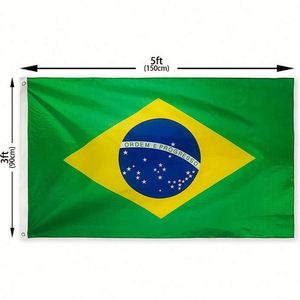 Drapeau national brésilien en polyester 3x5 pieds, résistant à la décoloration, avec œillets en laiton, vente en gros - Product Image 2