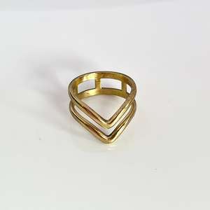 แหวนรูปทรงเรขาคณิต V 925เงินสเตอร์ลิงชุบทอง - Product Image 5