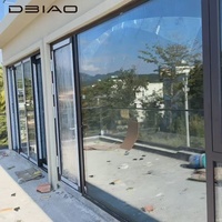Puerta Corredera de Vidrio Templado con Marco Delgado de Aluminio, Estilo Moderno y Minimalista, para Sala de Estar, Apartamento de Lujo, Exterior de Hospital