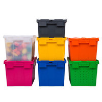 Caisses en plastique robustes empilables avec couvercles, conteneurs à couvercles intégrés solides, caisses de déménagement en plastique emboîtables