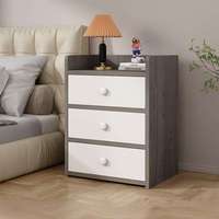 Ensemble de table de chevet et armoire de luxe en bois, moderne, gris et blanc, pour chambre à coucher et hôtel