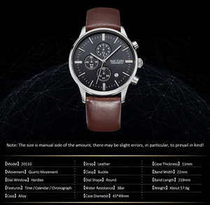 Megir <span class=keywords><strong>นาฬิกา</strong></span>ควอทซ์<span class=keywords><strong>ผู้หญิง</strong></span>2011L สา<span class=keywords><strong>ย</strong></span>หนัง<span class=keywords><strong>แท้</strong></span>เรืองแสงดีไซน์หรูหราหน้าปัด38มม. - Product Image 4