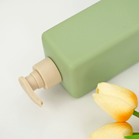 Bouteille en plastique HDPE de forme carrée verte pour shampoing, gel douche avec pompe à lotion
