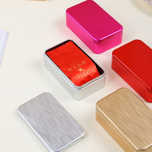 Caja de metal cepillado portátil, compartimento rectangular cubierto para almacenamiento de té, tamaño pequeño - Product Image 2