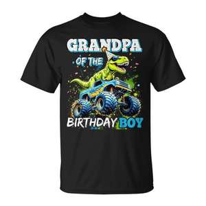 Camiseta de fiesta de dinosaurios Monster Truck para el abuelo del cumpleañero - Product Image 1
