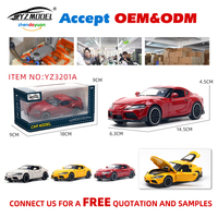 Modèle de voiture de sport JDM Supra de luxe à l'échelle 1/32, en métal moulé sous pression, avec capot/coffre ouvrables, jouet en alliage à rétrofriction avec lumières et sons