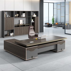 Bureau de direction en bois en forme de L, moderne et luxueux, convertible et réglable, avec fonctions extensibles - Product Image 1
