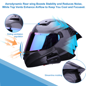 Casques de <span class=keywords><strong>moto</strong></span> intégraux de course de sport automobile intelligents <span class=keywords><strong>Bluetooth</strong></span> de haute qualité personnalisés en usine - Product Image 5