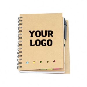 Kraft Paper Handmade Logo Customized A5 Memo Pad <b>Small</b> A6 Spiral <b>Notebook</b> With Pen to Do List Sticky Notes Notepad - Product Image 1