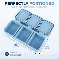 Boîte à collation en silicone de qualité alimentaire avec couvercle, conteneur à 3 compartiments pour sauces aux fruits, boîtes de rangement alimentaire sectionnées
