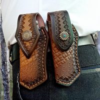 Fourreau de couteau de poche pliable en cuir de haute qualité, pochette de couteau en cuir pour Buck 110 fourrures marron clair