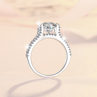 Bague de fiançailles double rangée en argent sterling S925 avec moissanite taille ronde couleur D VVS1 certifiée GRA pour femme