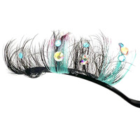 Jaunty Sky fait à la main diamant pleine bande faux cils Halloween noël couleur lumineux fête paillettes vison fibre cils