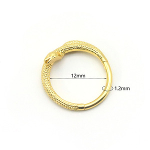Anillo de nariz de acero inoxidable con forma de serpiente, color plateado y dorado, diseño de signo del zodiaco animal, regalo, joyería BH0072 - Product Image 2