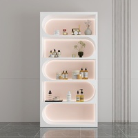 Vitrine Peinte Personnalisable pour Cosmétiques, Chaussures, Sacs, Figurines - Finition Blanc/Rose pour Magasin de Beauté et Entreprise