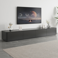 Meuble TV Noir Élégant Haut de Gamme, Ensemble Table Basse et Meuble TV Moderne pour Salon, Meuble TV de Luxe Designer avec Rangement à Vendre
