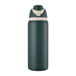 Bouteille isotherme sport en acier inoxydable à double paroi de 32 oz avec logo personnalisé, revêtement poudré et paille - Product Image 3