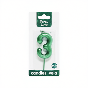 Candela Verde Numero 3 Party Love 6cm per Decorazione Torta di Compleanno - Product Image 1