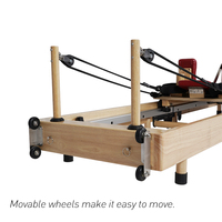 Wavar Promotion : Reformer Pilates avec structure en chêne améliorée, revêtement en cuir, couleur au choix, pour entraînement musculaire, étirement et relaxation