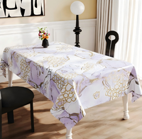 Nappe carrée en PU marbré Kintsugi à motifs imprimés Scéniques Or Blanc, taille personnalisée, couleur et motif au choix, imperméable, anti-taches, écologique