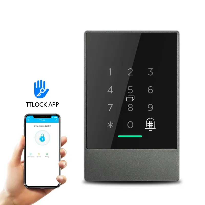 TTLOCK App Remote Pintu Tahan Air, Sistem Kontrol Akses Pintu dengan Kata Sandi Sentuh 13.56Mhz, Kontrol Akses Kartu IC