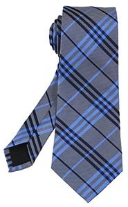 <span class=keywords><strong>Corbata</strong></span> de Microfibra Personalizada Extra Larga con Nudo Grande, Diseño a Cuadros Grises, <span class=keywords><strong>Azul</strong></span> Claro y <span class=keywords><strong>Azul</strong></span> Marino, para Hombre, Formal y de Negocios - Product Image 2