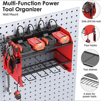 Support mural multifonctionnel robuste en acier pour rangement d'outils de garage, organisateur de perceuse électrique et kit d'atelier combiné