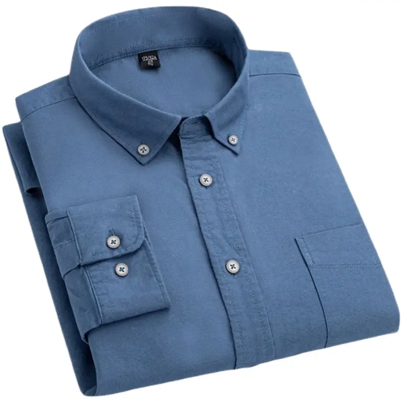 High Quality Men Dress Long Sleeve Shirt 2023 New Solid Male Plus Size Regular Fit Stripe Business Shirt White Blue