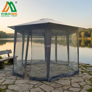 <span class=keywords><strong>Pergola</strong></span> de jardin en aluminium pour l'extérieur, gazebo, pelouse, cour, terrasse, pavillon, <span class=keywords><strong>tente</strong></span> hexagonale <span class=keywords><strong>pliable</strong></span> avec parois en maille - Product Image 4