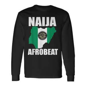 Camiseta de Manga Larga Naija Afrobeat con Diseño de la Bandera de Nigeria, Temática Musical - Product Image 1