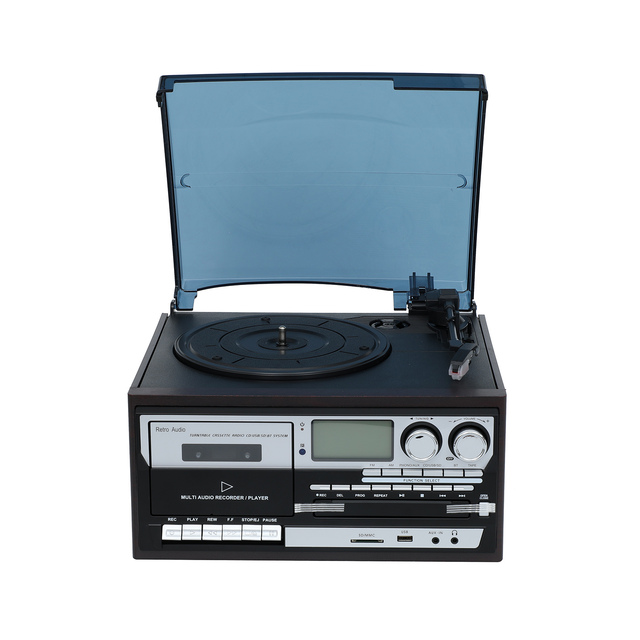 Vintage Retro Home Stereo Player CD LP Vinyl Gramophone Cassette Turntable MDF+PVC Parts USB Output 1 Year Warranty