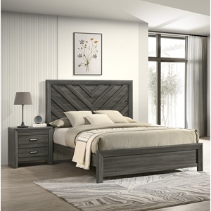 Contemporary Nightstand <b>End</b> <b>Table</b> With Two Drawers Rustic Gray Finish Bedroom Wooden Furniture - Product Image 5