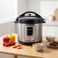 Penanak Nasi Tekanan Listrik Stainless Steel Laris Manis, Layar LED Kontrol Digital, 12-in-1, Memasak Otomatis, Kapasitas 5.1-6.0L