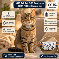 Traceur GPS pour animaux de compagnie G18 2G OEM d'usine, application sans abonnement, suivi à distance en temps réel pour chiens et chats, étanche, géolocalisation, lecture des historiques