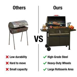 Barbecue au charbon de bois robuste pour l'extérieur <span class=keywords><strong>avec</strong></span> rôtissoire, barbecue portable pour les fêtes de jardin, le camping et la pêche - Product Image 6