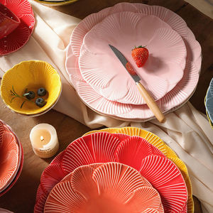 Set Perlengkapan Makan Porselen Keramik Solid Gaya Eropa Hotel Mewah Mangkuk Piring Cangkir LovingHome untuk 2 Orang - Product Image 2