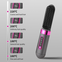 Nouveau Peigne Chauffant Portable à Ions Négatifs 2026, Rechargeable et Sans Fil, Mini Lisseur Électrique, Brosse Lissante pour Cheveux