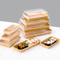 Nouvelle boîte à lunch jetable en papier kraft pour sandwichs et sushis, avec couvercle, portable, vente en gros, emballage alimentaire personnalisé avec logo