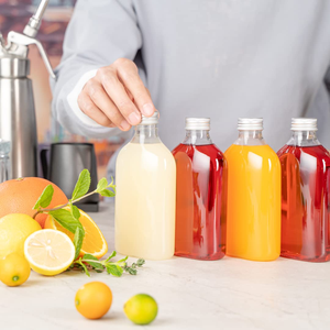 Botellas de Vidrio Transparente y Esmerilado Redondas de 150 ml, 280 ml, 370 ml y 500 ml Hechas a Medida para Jugos y Kombucha con Tapas de Rosca - Product Image 4