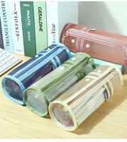 Trousse à crayons transparente en nylon avec fermeture éclair, personnalisable, pour écoliers, vente en gros d'usine
