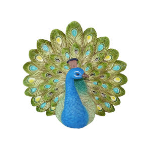 Statue d'un oiseau de paon coloré en résine, 4-9 pouces, finition <span class=keywords><strong>Antique</strong></span>, Statue en polyrésine - Product Image 3