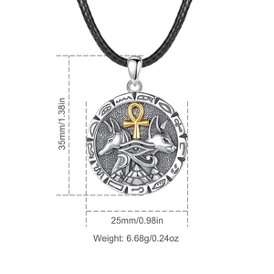 Gioielli Religiosi dal Design Unico, Collana con Ciondolo Amuleto Egiziano Anubis in Argento Sterling 925 per Uomo o Donna - Product Image 2