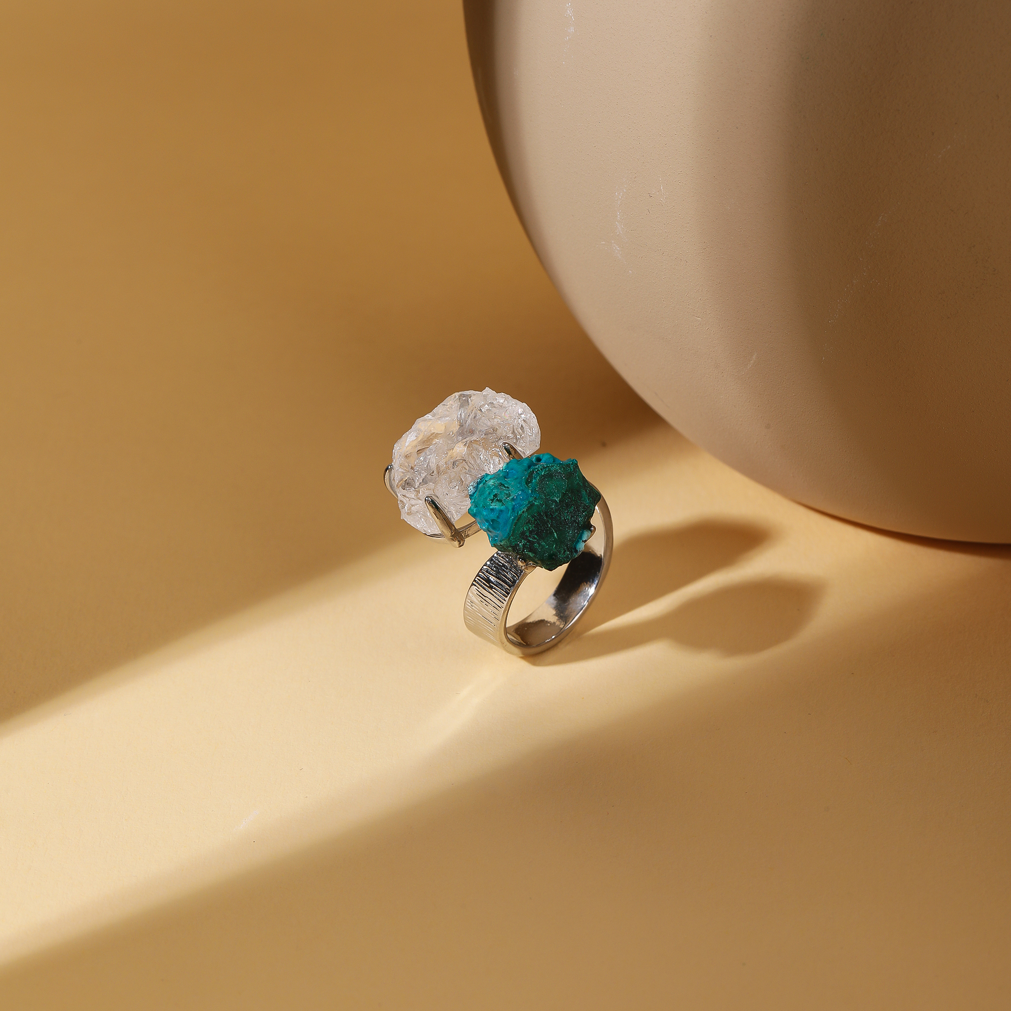 Quartz clair et chrysocolle