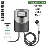 Pengisi Daya EV AC Wallbox 7kW RFID APP_mengaktifkan Pengisian Daya Ocpp 1.6J Tipe 1/Tipe 2/GBT Gun Stasiun Pengisian Daya Baru yang Dipasang di Dinding