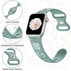 Banda de grabado de Camelia con estampado de flores brillantes para arcoíris <span class=keywords><strong>Apple</strong></span> <span class=keywords><strong>Watch</strong></span> Bands <span class=keywords><strong>Series</strong></span> Se <span class=keywords><strong>7</strong></span> 6 5 4 41mm 49mm - Product Image 4