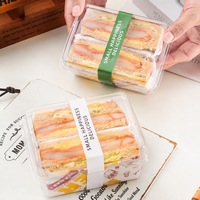 Boîte à sandwich en plastique PET recyclable transparente avec séparateur, 100 pièces, contenants alimentaires jetables divisés pour gâteaux, boulangerie, à emporter